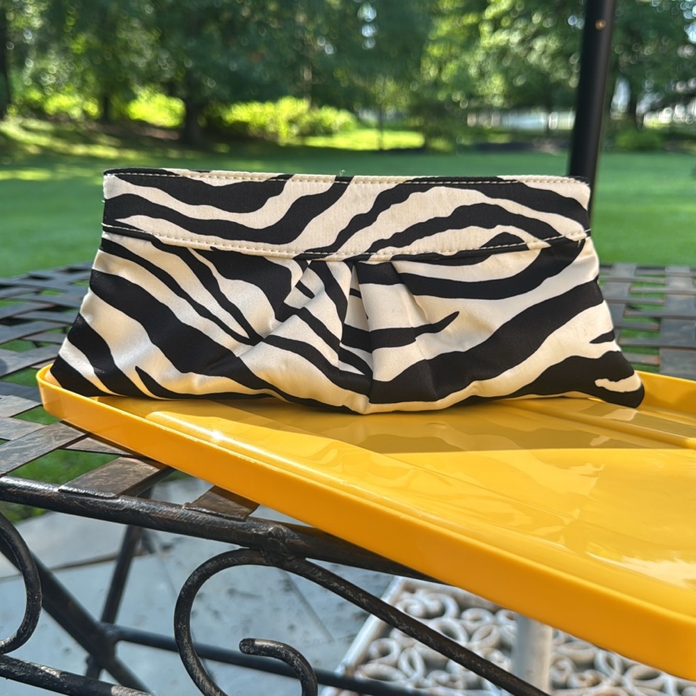 Zebra Print Clutch Wristlet - Black & White
